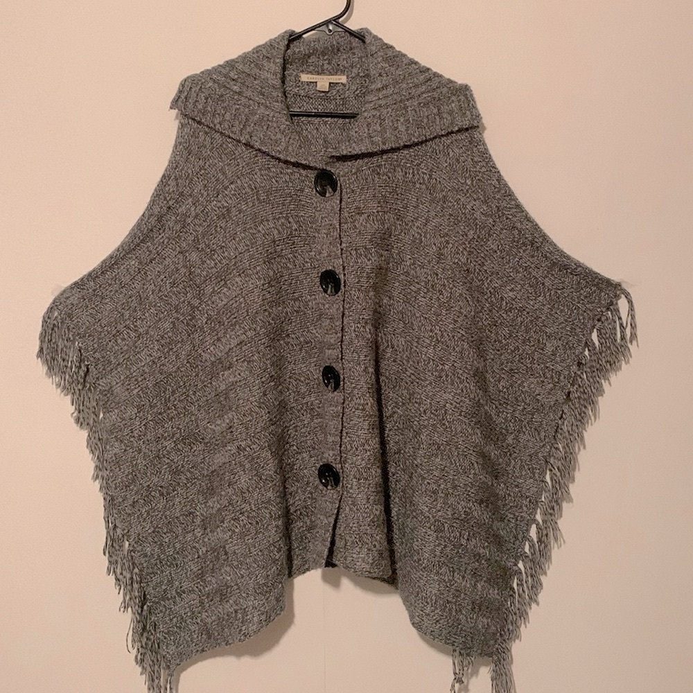 Carolyn Taylor Fringed Sweater Poncho